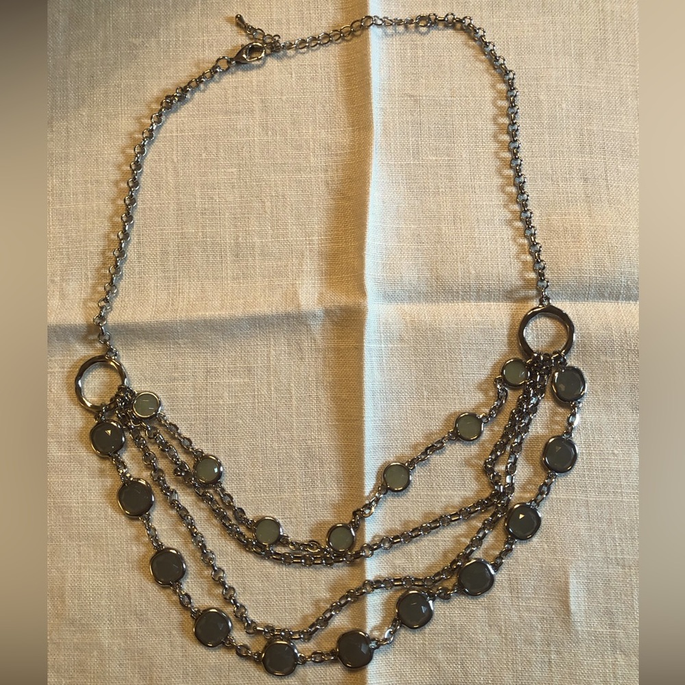 NWOT Multi-Strand Fashion Necklace Blue Green - Picture 1 of 5